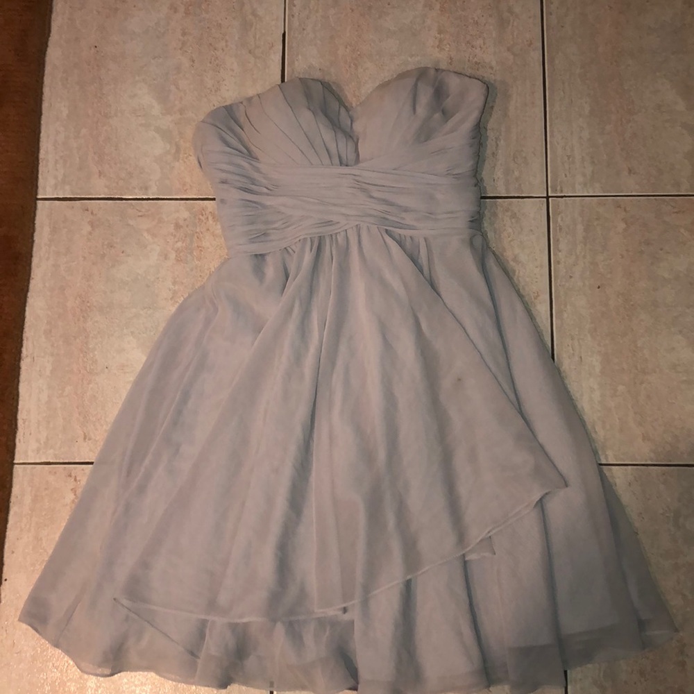 Light Grey strapless flowy dress